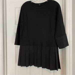 COS Black Crewneck Top Long Sleeves With Pleated Peplum Skirt Size S